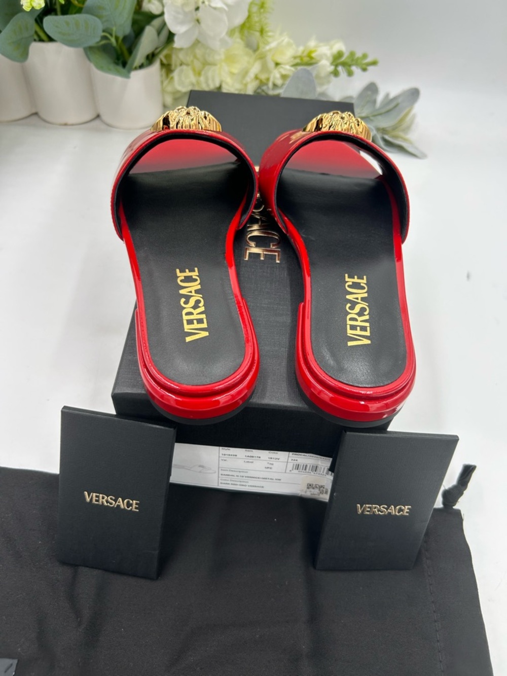 Women's Versace Medusa patent leather slide sandals size 36 made in Italy - Picture 7 of 10
